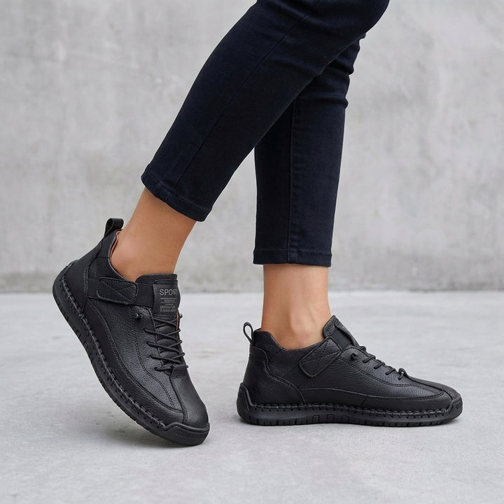 Ankle Sneakers with Whipstitch Detailing and Adjustable Strap