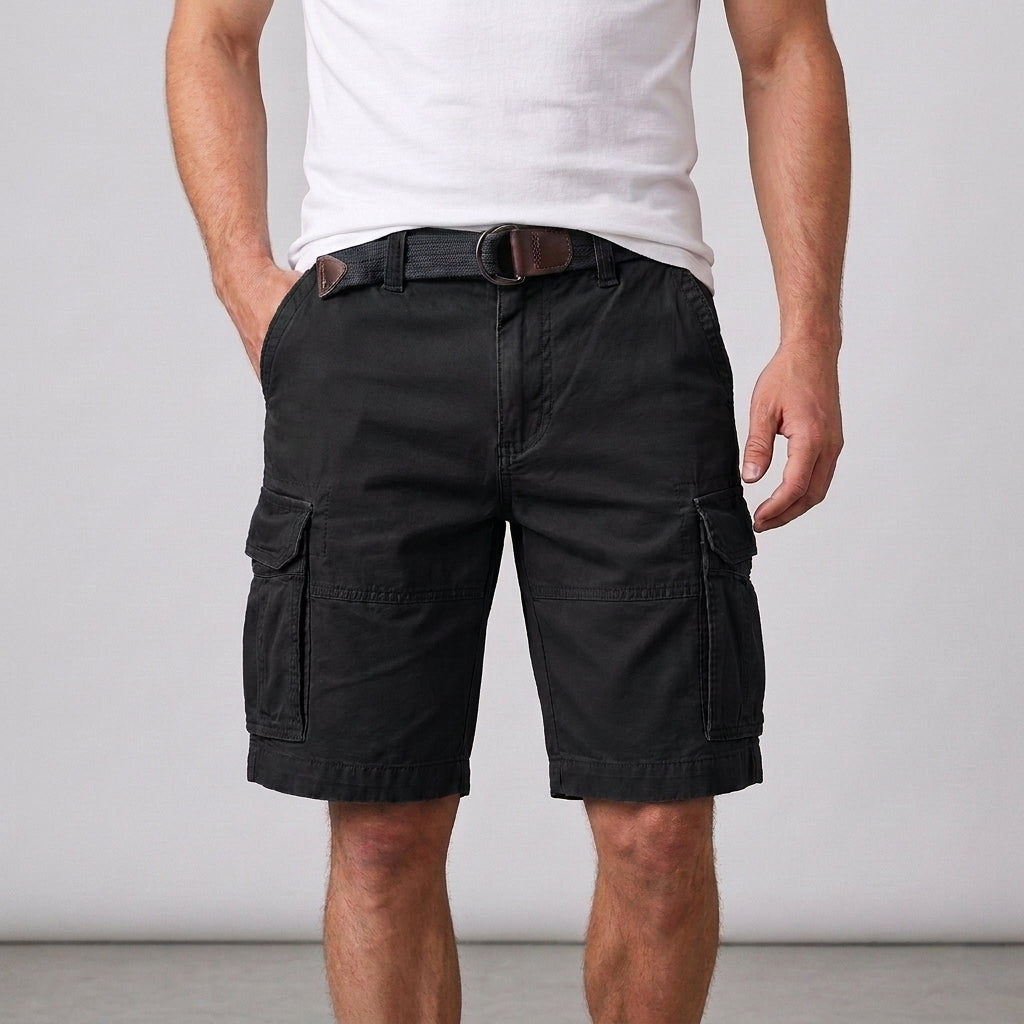 Utility Cargo Shorts with Adjustable Web Belt and Pocket Detail