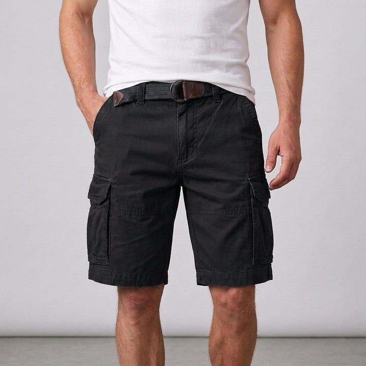 Utility Cargo Shorts with Adjustable Web Belt and Pocket Detail
