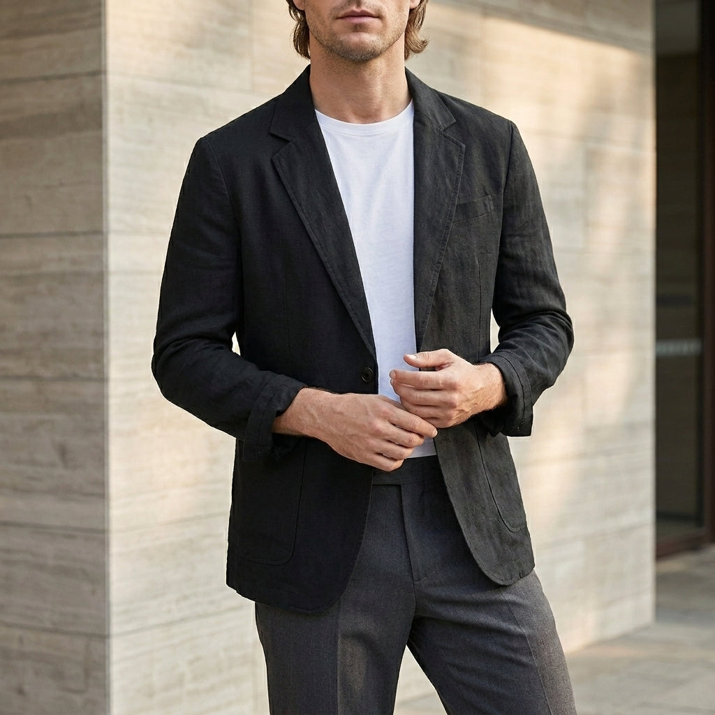 Luca Relaxed Linen Blend Blazer with Soft Tailored Fit