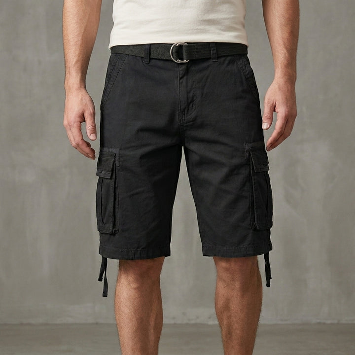 Relaxed Cargo Shorts with Adjustable Strap and Flap Pocket Detail