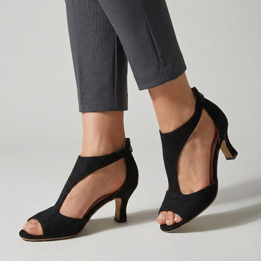 Elegant Cutout Peep Toe Heels with Sculpted Side Panels