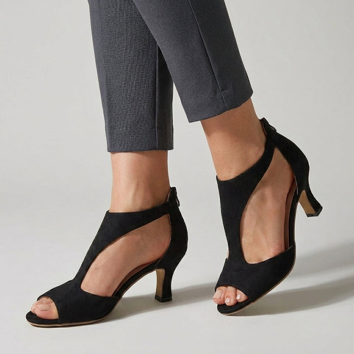 Elegant Cutout Peep Toe Heels with Sculpted Side Panels