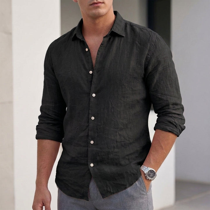 Relaxed Button Front Shirt with Open Collar Neckline