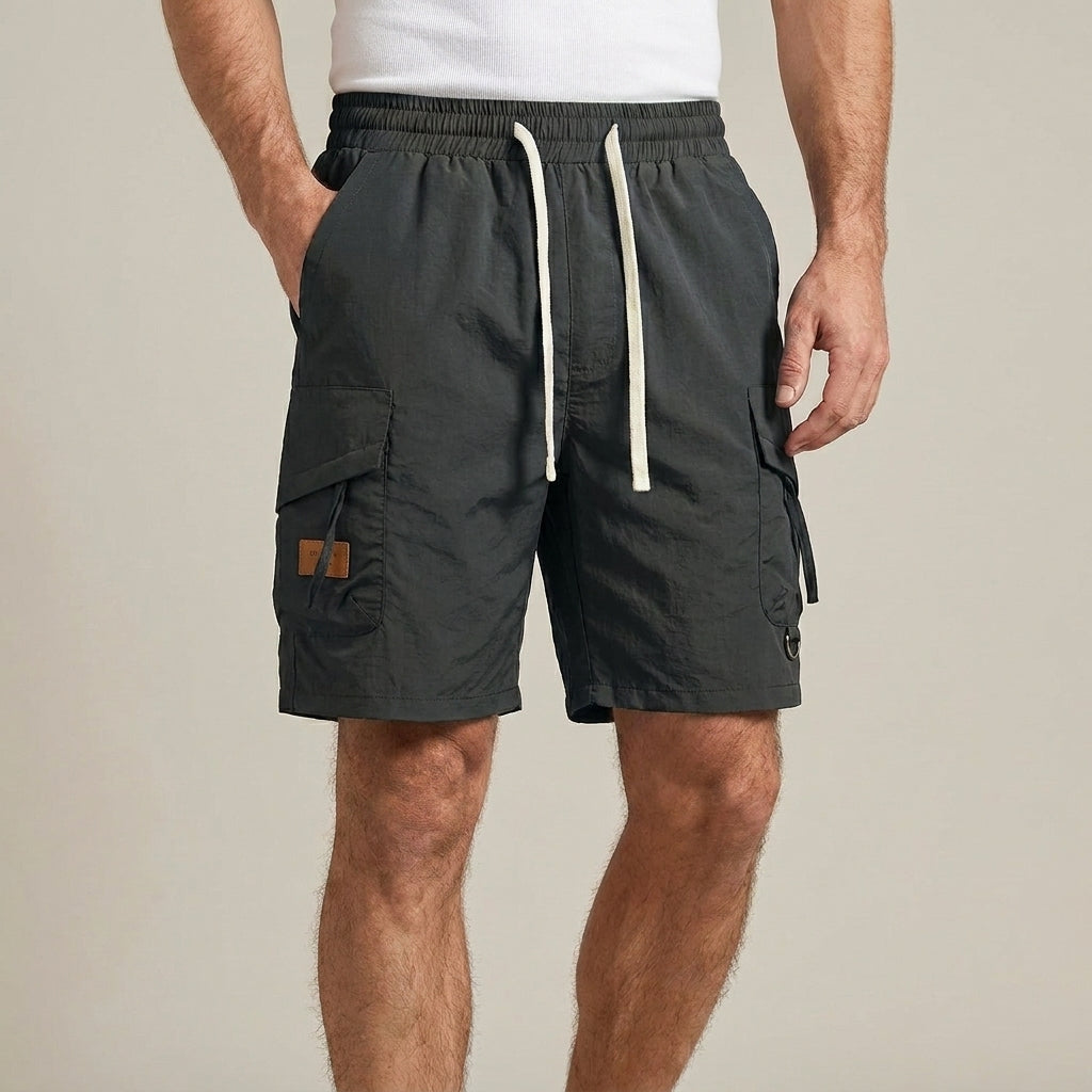 Relaxed Utility Cargo Shorts with Adjustable Drawstring Waist
