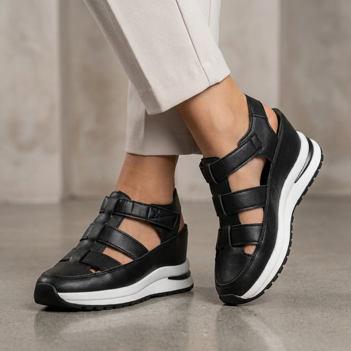 Platform Sandals with Cutout Straps and Cushioned Comfort Sole