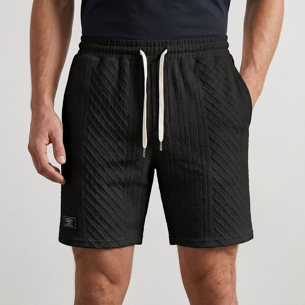Textured Drawstring Resort Shorts with Relaxed Tailored Fit