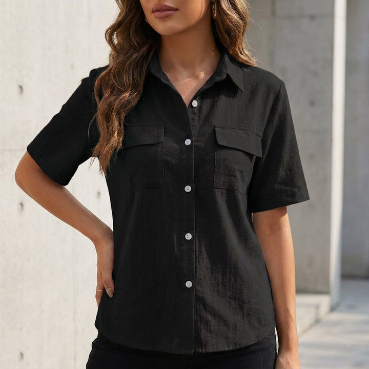 Relaxed Short Sleeve Utility Shirt with Dual Flap Pockets
