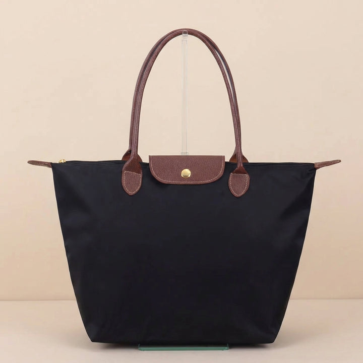 Classic Tote Bag with Leather Trim and Structured Shoulder Straps