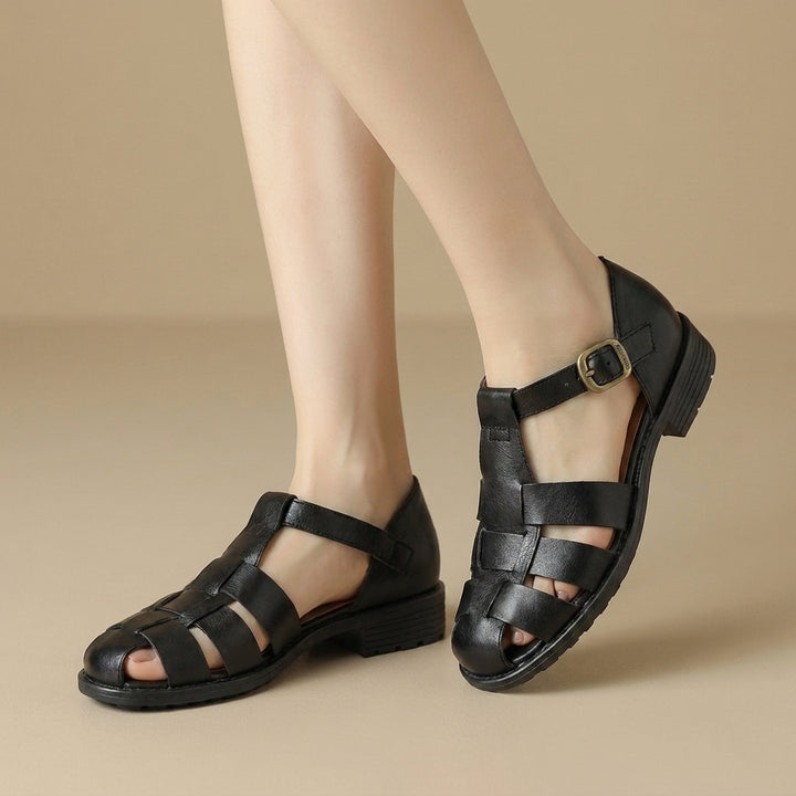 Woven Leather Fisherman Sandals with Adjustable Slingback Strap