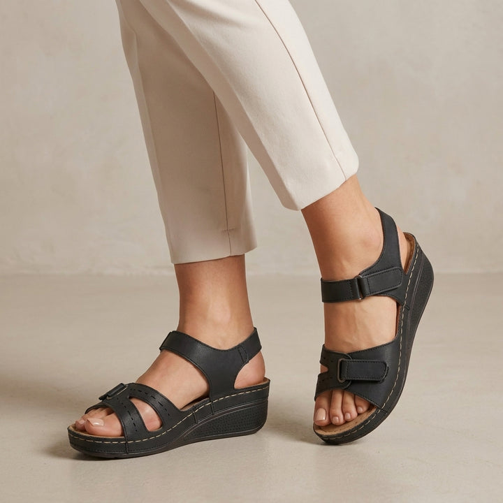 Orthopedic Wedge Sandals with Adjustable Straps and Open Toe Design