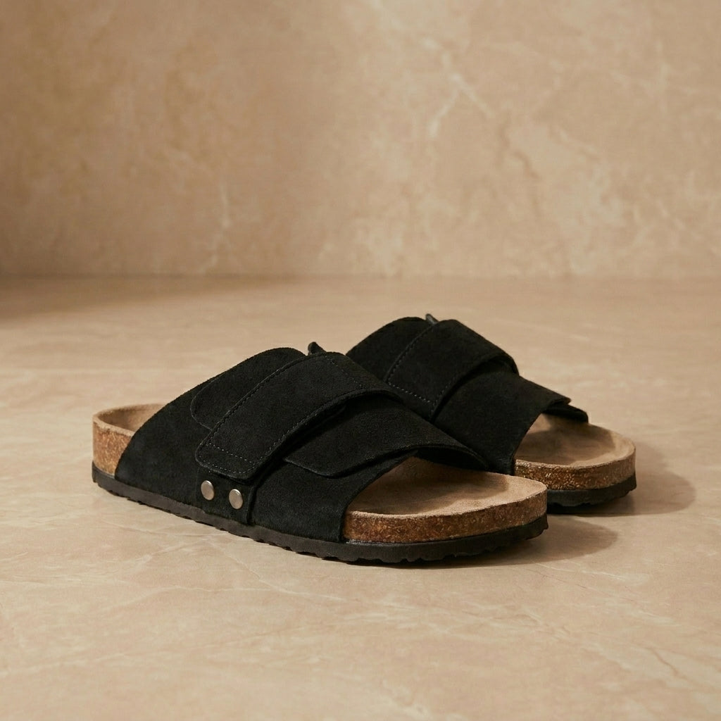 Comfort Slide Sandals with Wide Strap Design and Cushioned Footbed