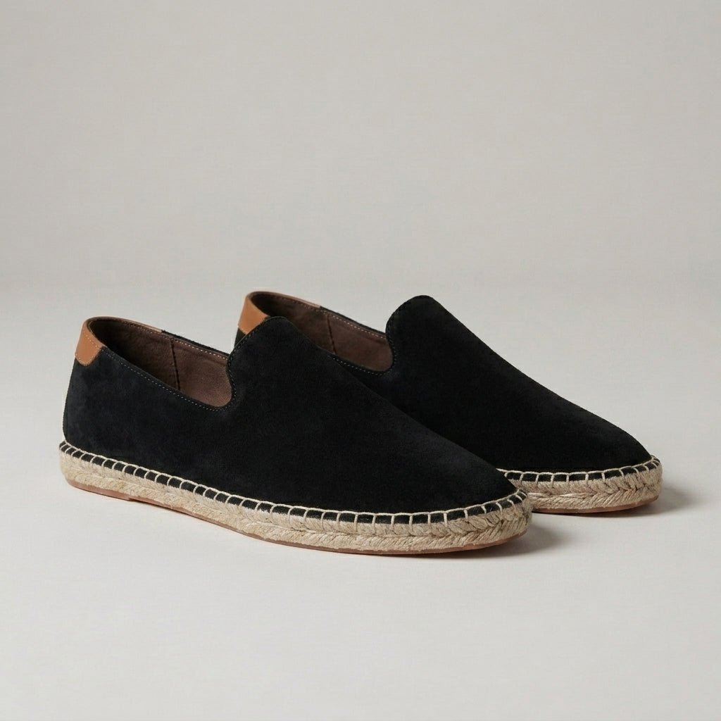 Suede Slip-On Espadrilles with Jute-Wrapped Sole