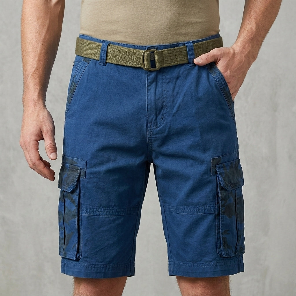 Relaxed Fit Cotton Cargo Shorts with Camouflage Detailing