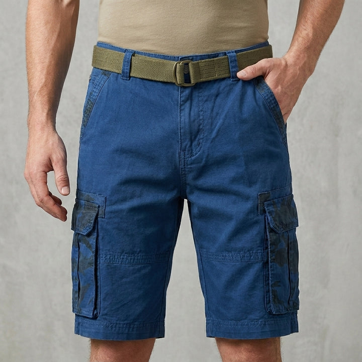 Relaxed Fit Cotton Cargo Shorts with Camouflage Detailing