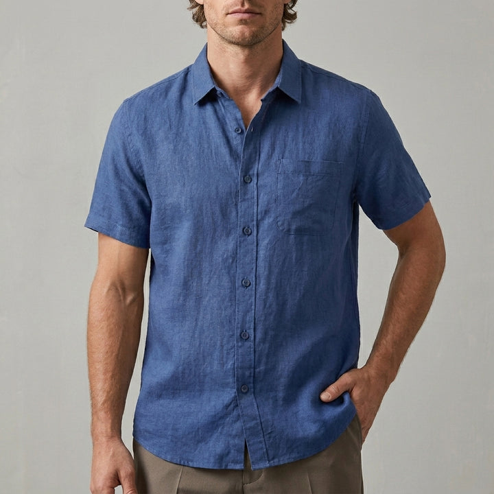Classic Short Sleeve Button Front Shirt with Chest Pocket