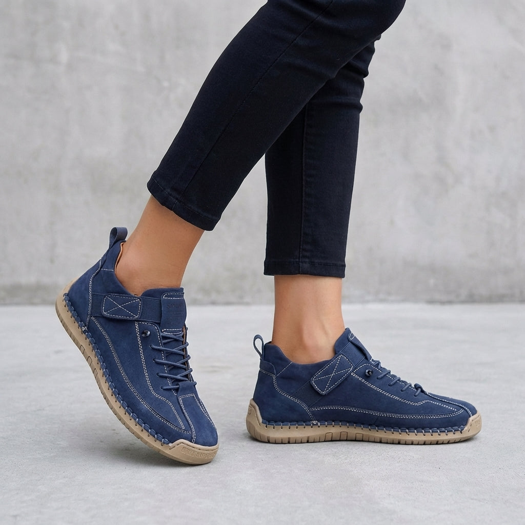 Ankle Sneakers with Whipstitch Detailing and Adjustable Strap