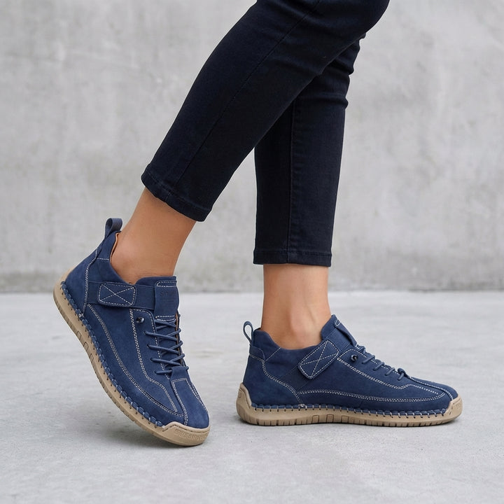 Ankle Sneakers with Whipstitch Detailing and Adjustable Strap