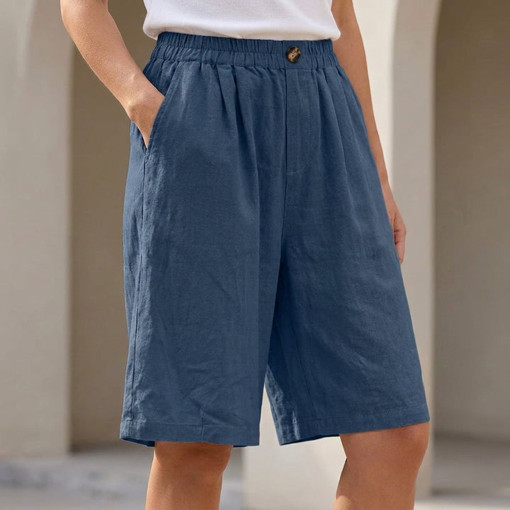 Relaxed Bermuda Shorts with Elastic Waistband and Side Pockets