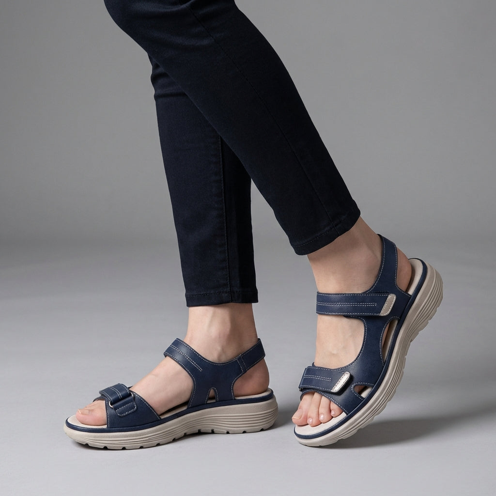 Orthopedic Slingback Sandals with Dual Strap Design and Contrast Stitching