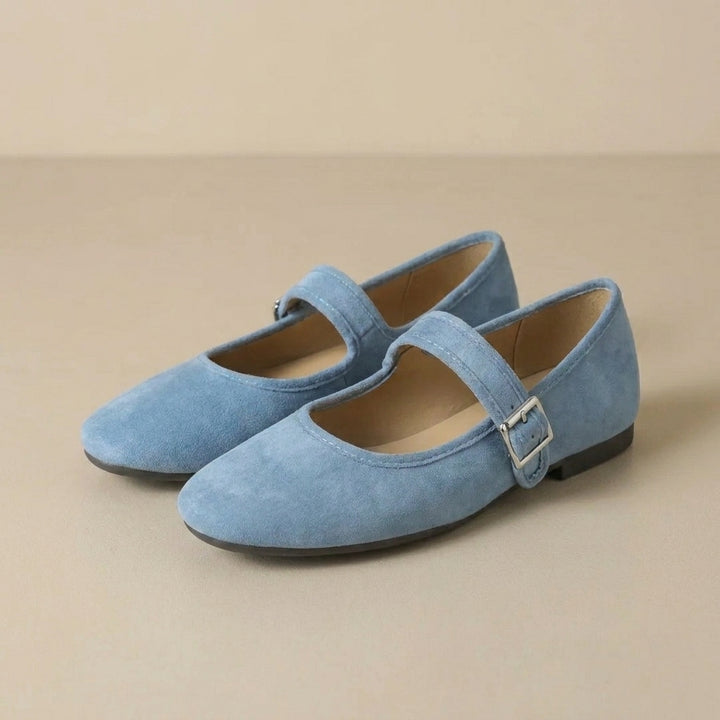 Classic Mary Jane Flats with Adjustable Buckle and Cutout Sides