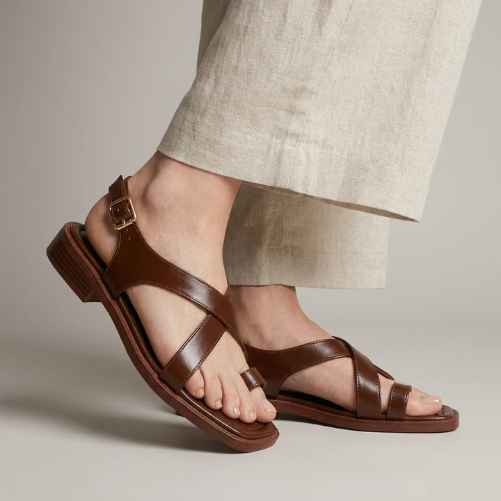 Cross Strap Slingback Sandals with Square Toe Silhouette