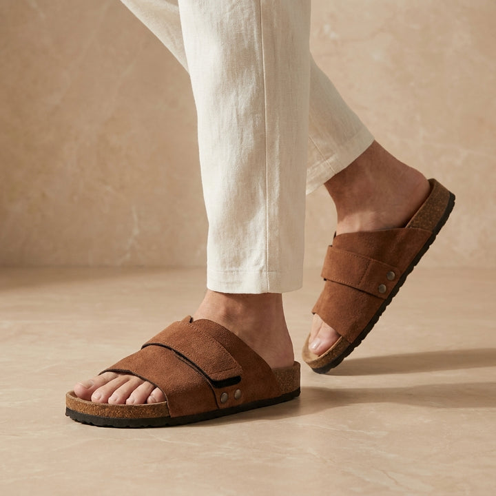 Comfort Slide Sandals with Wide Strap Design and Cushioned Footbed
