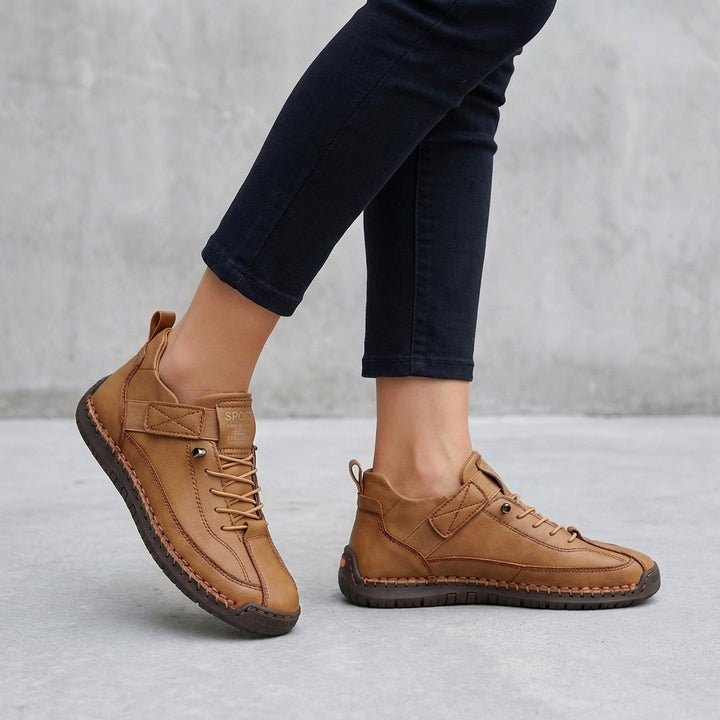 Ankle Sneakers with Whipstitch Detailing and Adjustable Strap