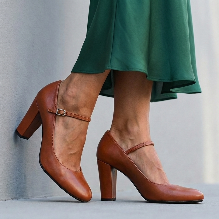Classic Mary Jane Block Heels with Rounded Toe Silhouette
