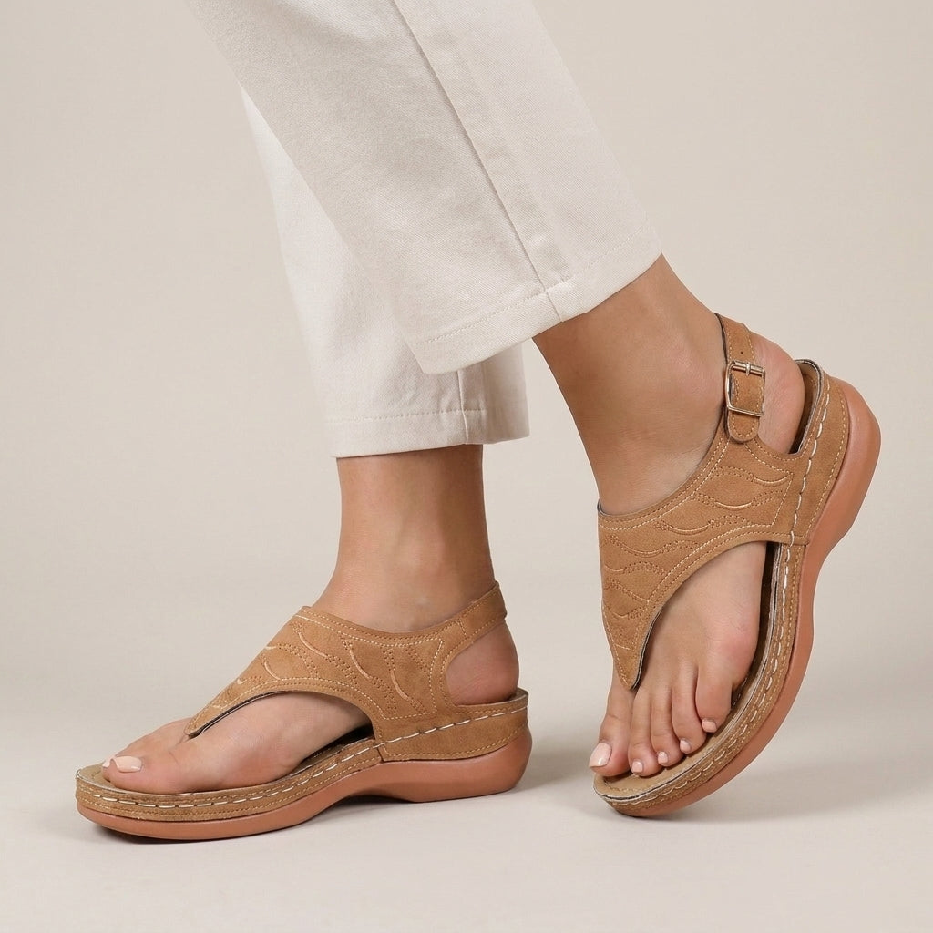 Comfort Fit Slingback Sandals with Cutout Strap Design