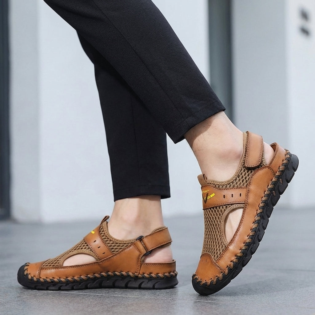 Handwoven Mesh Fisherman Sandals with Adjustable Strap and Rugged Sole