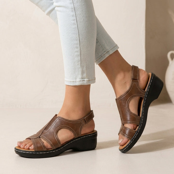 Orthopedic Sandals with Low Wedge and Slingback Strap