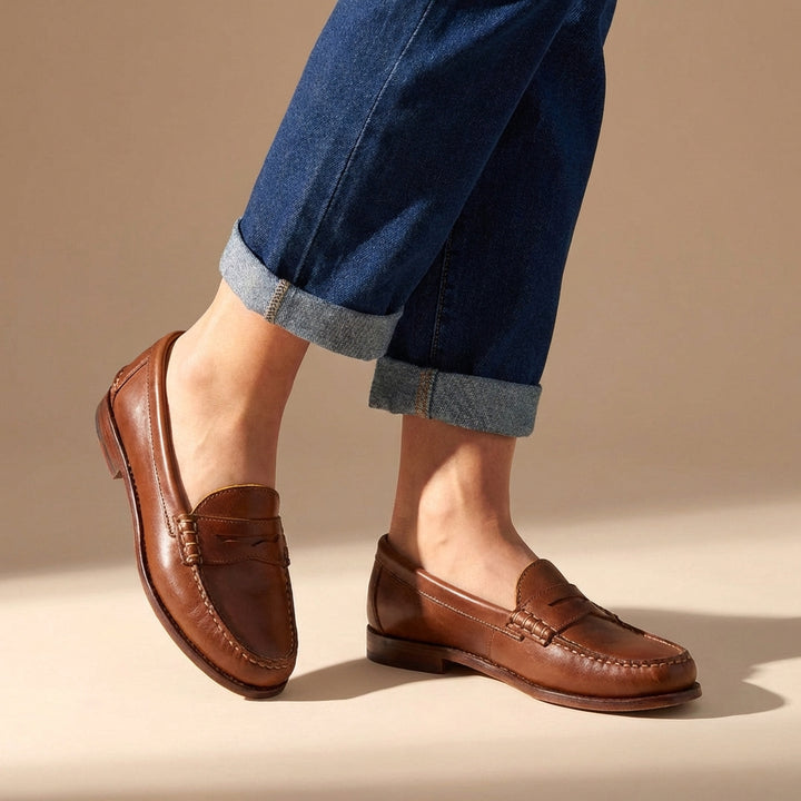 Timeless Penny Loafers with Moc-Toe Stitching for Daywear