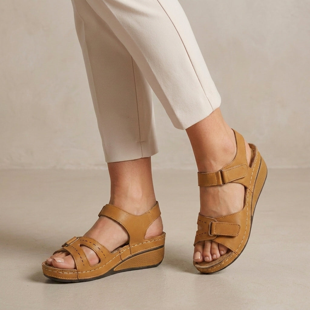 Orthopedic Wedge Sandals with Adjustable Straps and Open Toe Design
