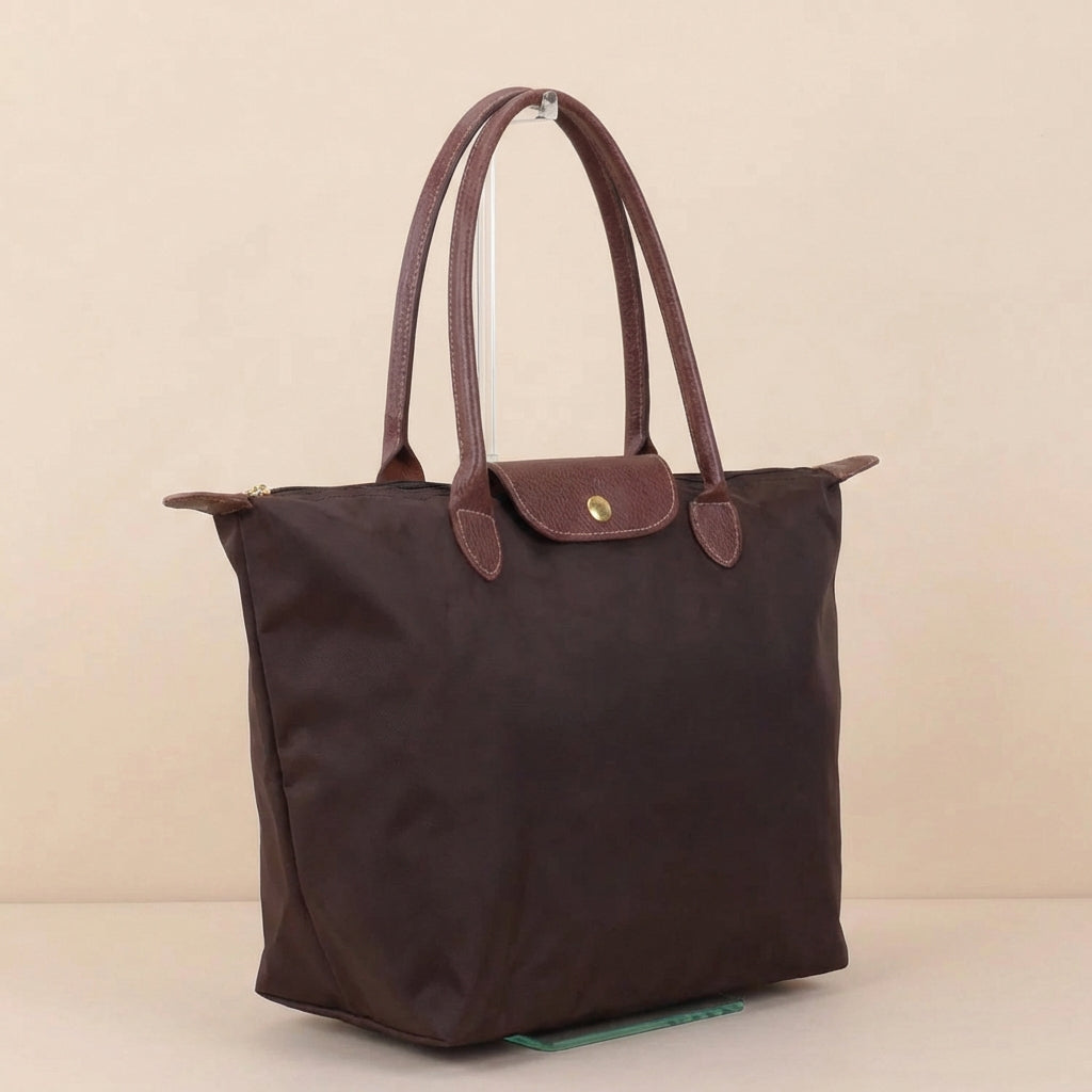 Classic Tote Bag with Leather Trim and Structured Shoulder Straps