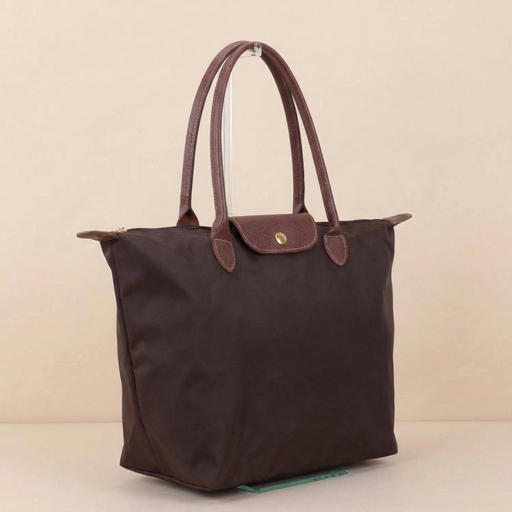 Classic Tote Bag with Leather Trim and Structured Shoulder Straps