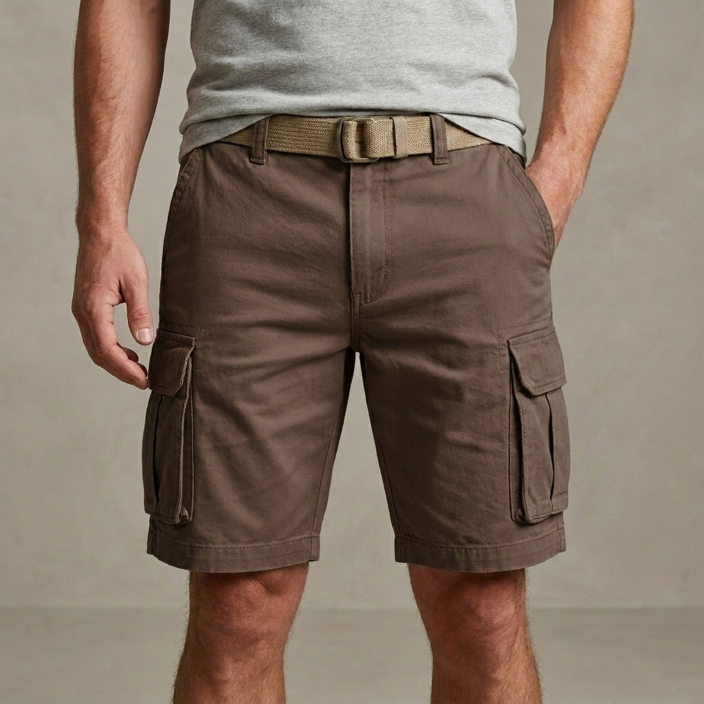 Tailored Cargo Shorts with Utility Pockets and Relaxed Everyday Fit