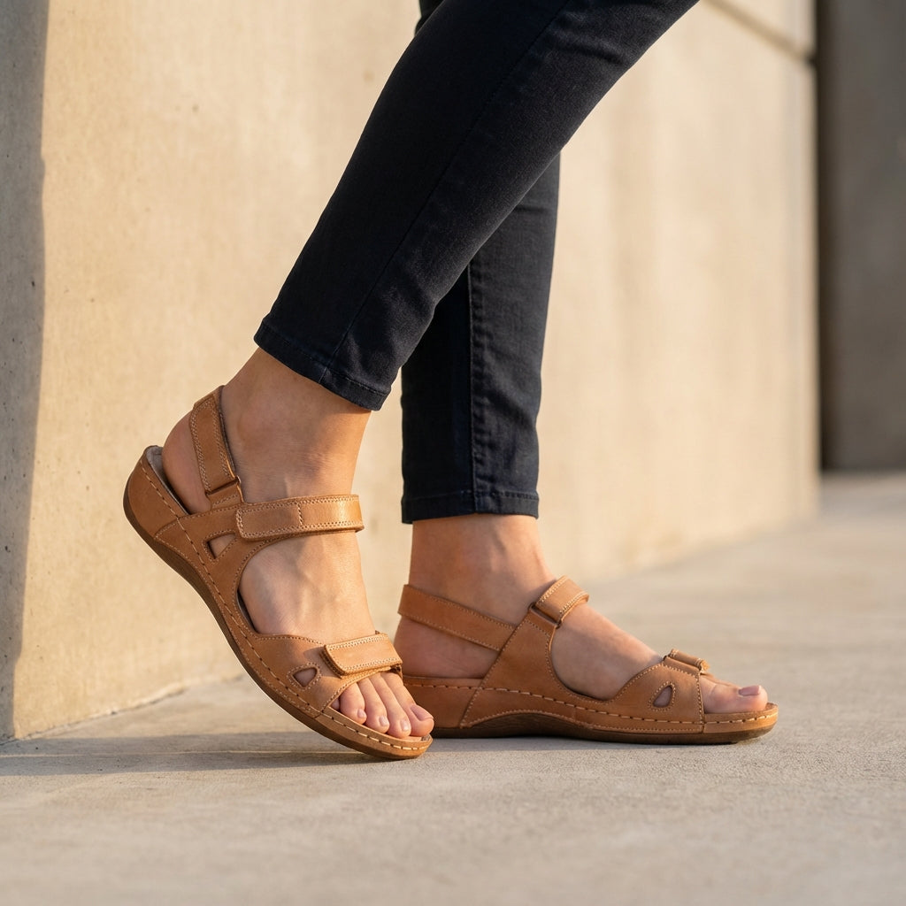 Open-Toe Sandals with Adjustable Straps and Contoured Footbed