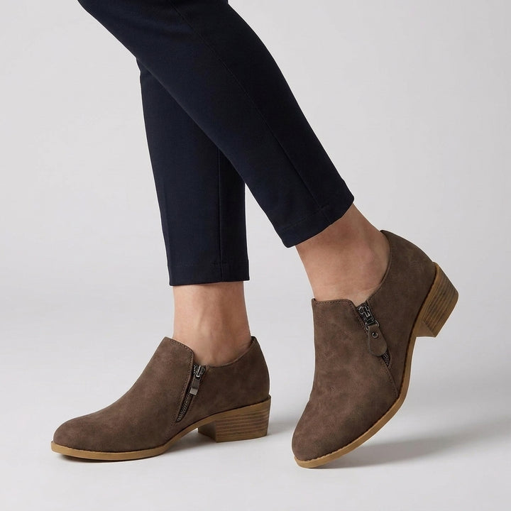Side Zip Ankle Boots with Streamlined Silhouette and Block Heel