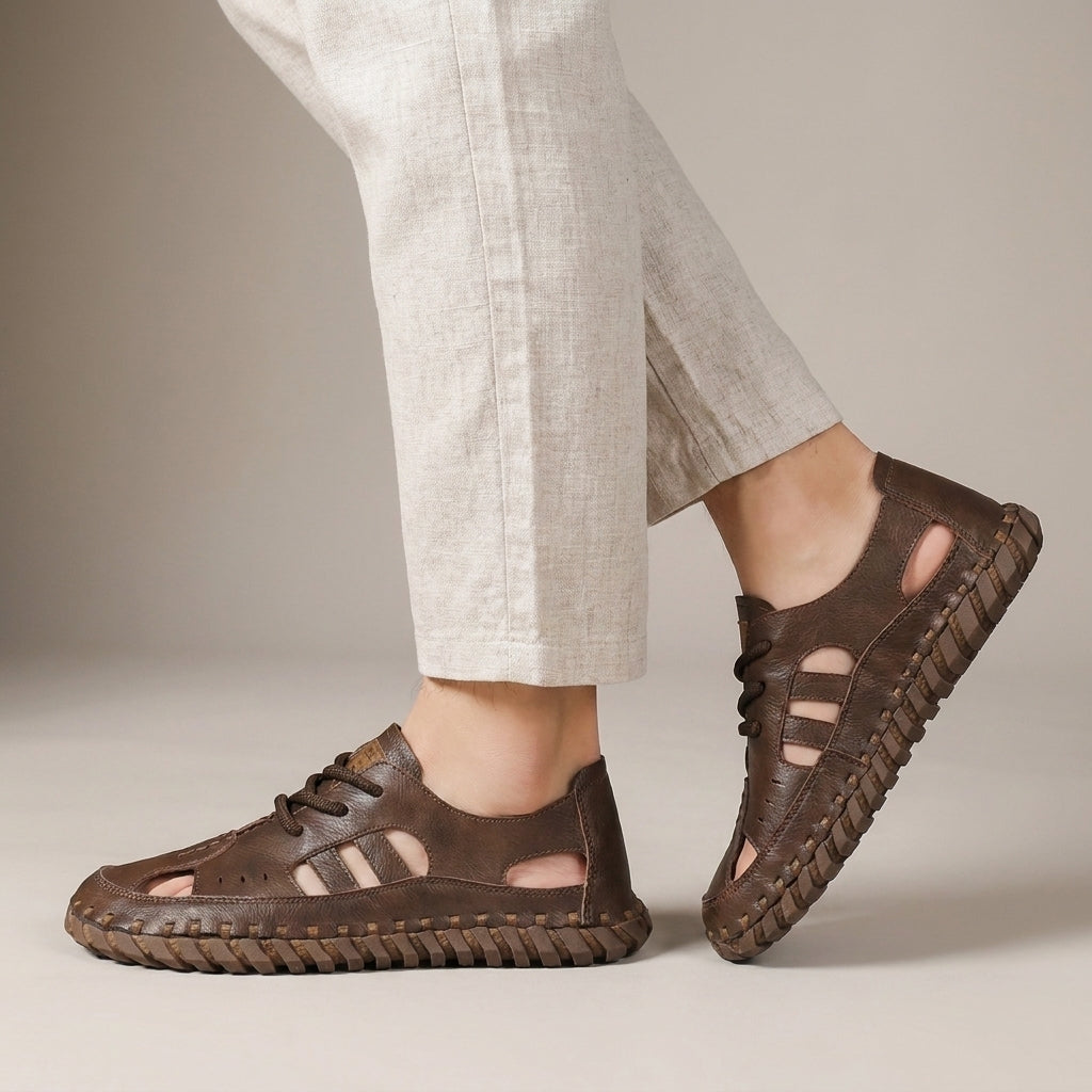 Vintage Cutout Lace Up Walking Shoes with Handcrafted Detail