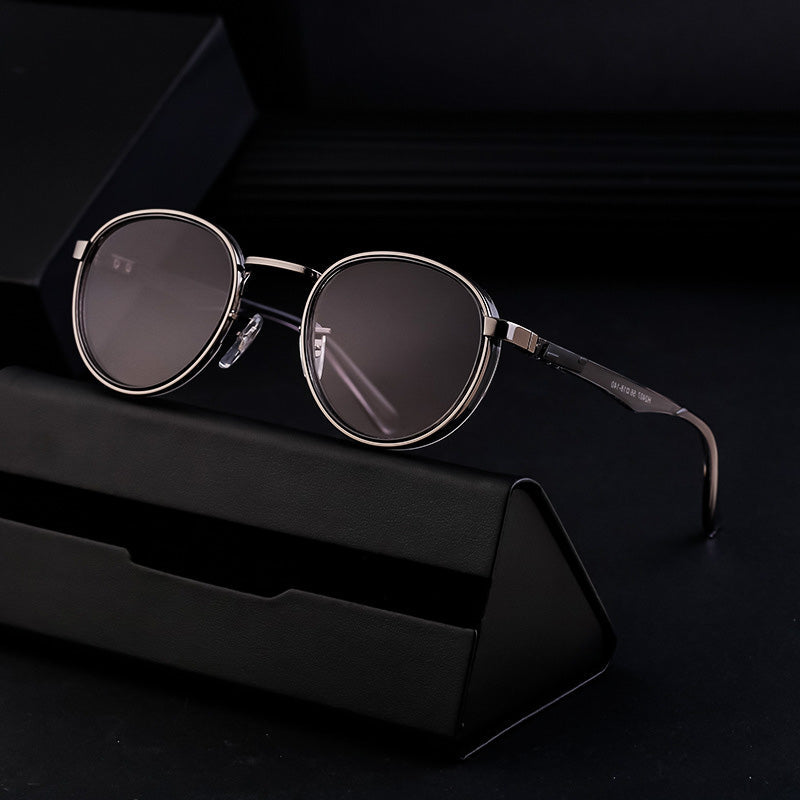 Marco Vale Retro Round Sunglasses with Metal Frame