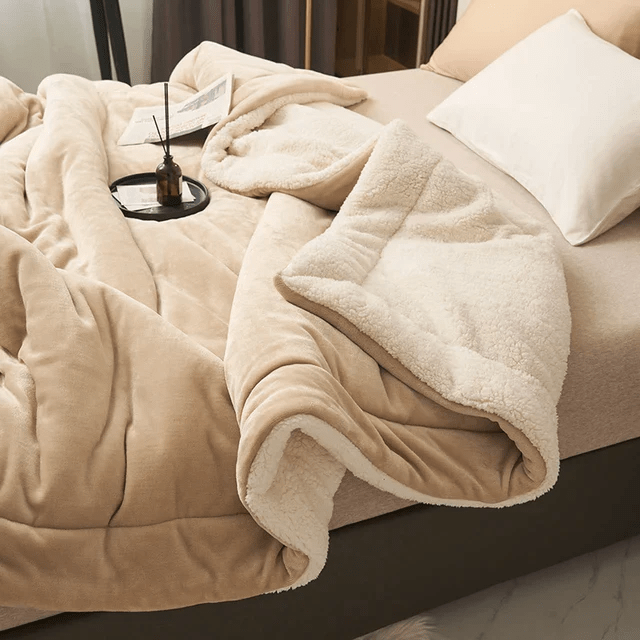 Cozy Fleece Sherpa Throw Blanket With Dual-Sided Plush Design