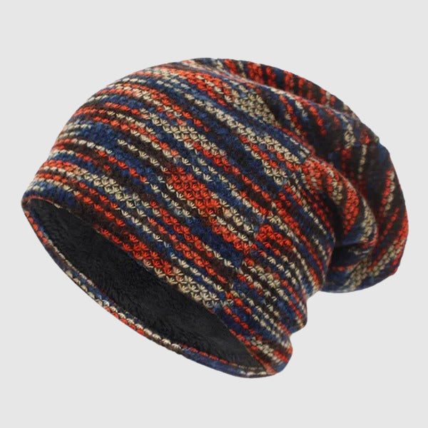 Oliver Slouchy Beanie | Striped-Lined Knit Beanie