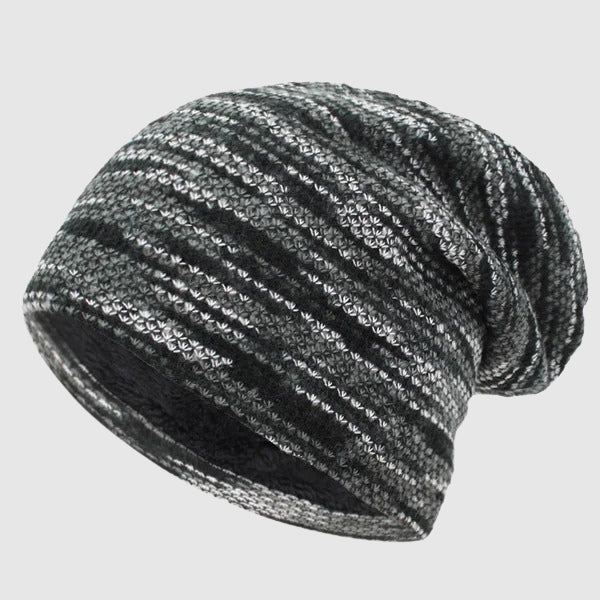 Oliver Slouchy Beanie | Striped-Lined Knit Beanie