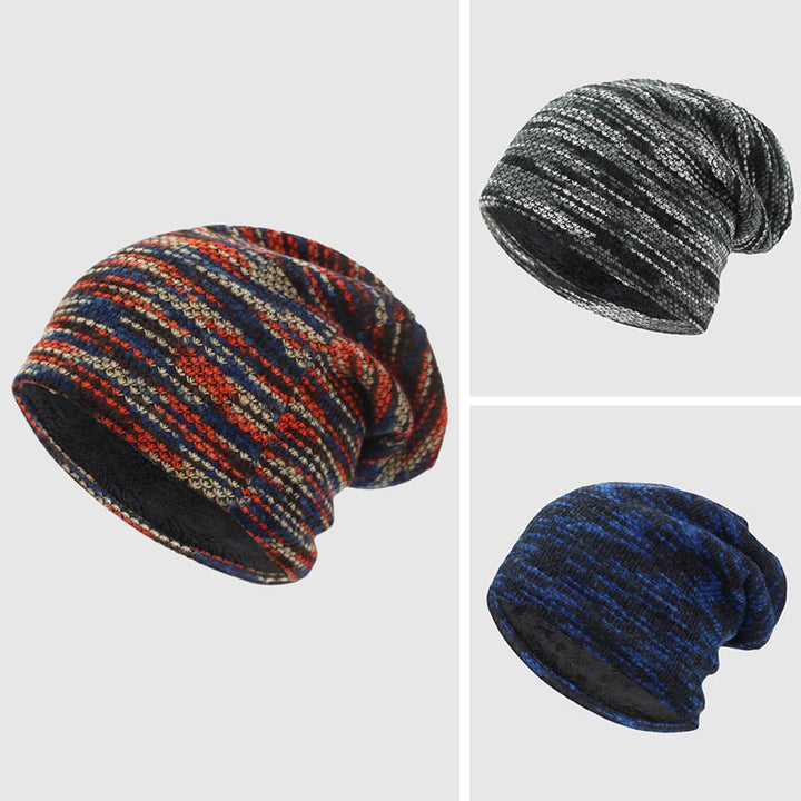 Oliver Slouchy Beanie | Striped-Lined Knit Beanie