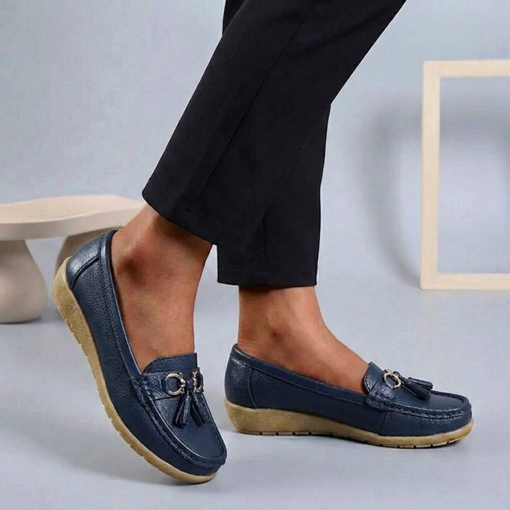 Comfort Loafers with Tassel Detail and Contrast Stitching