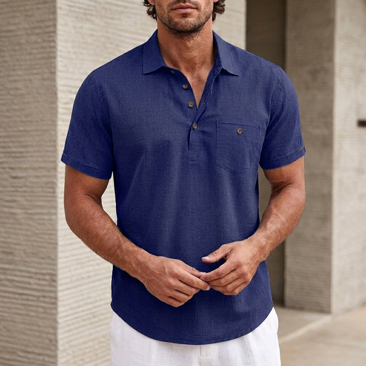 Refined Short Sleeve Polo Shirt with Buttoned Chest Pocket