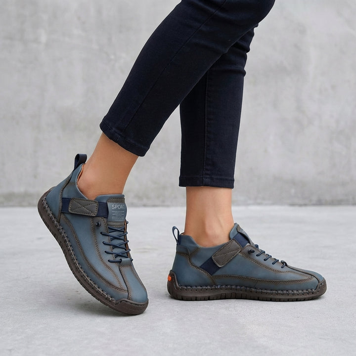 Ankle Sneakers with Whipstitch Detailing and Adjustable Strap
