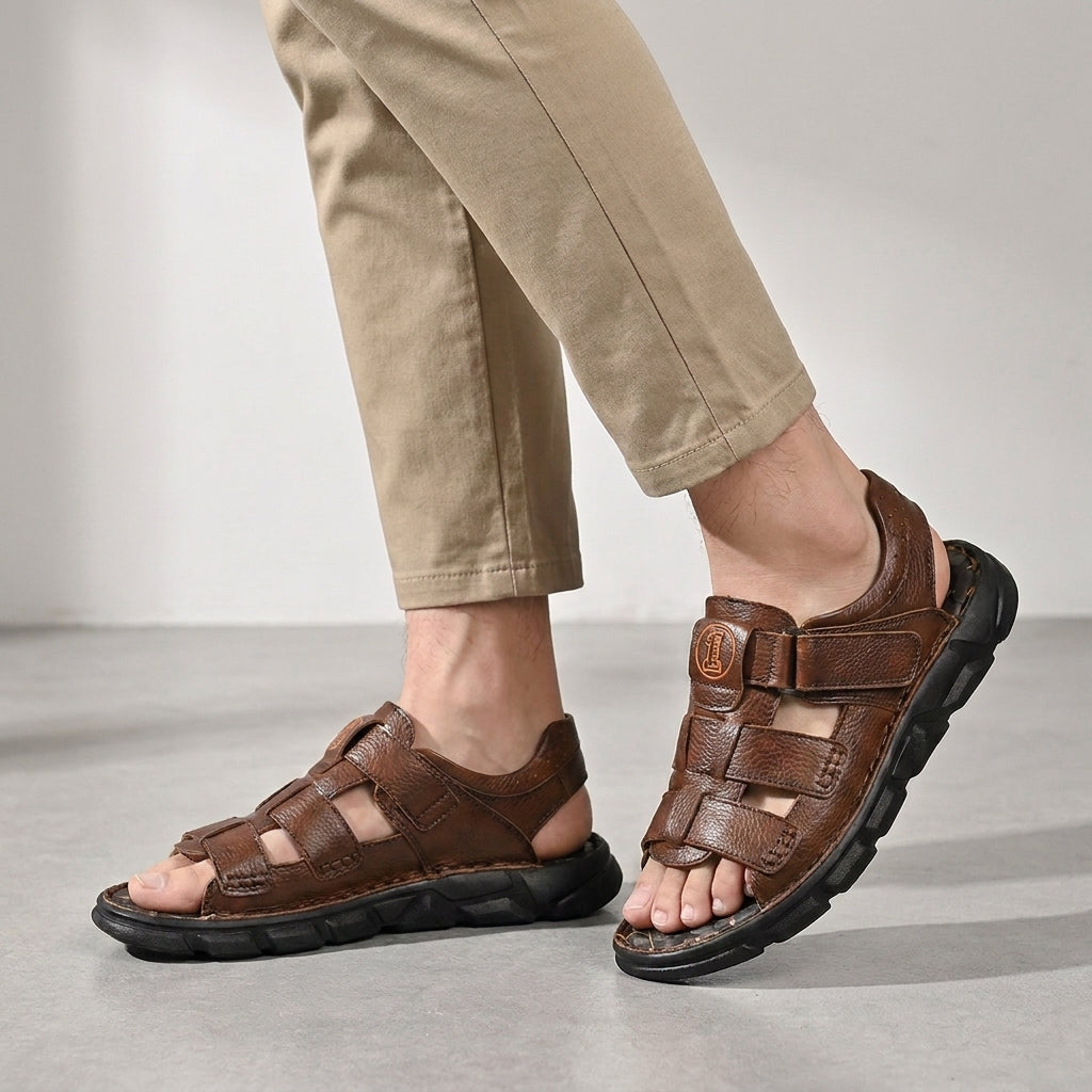 Rugged Open Toe Comfort Sandals with Adjustable Utility Straps