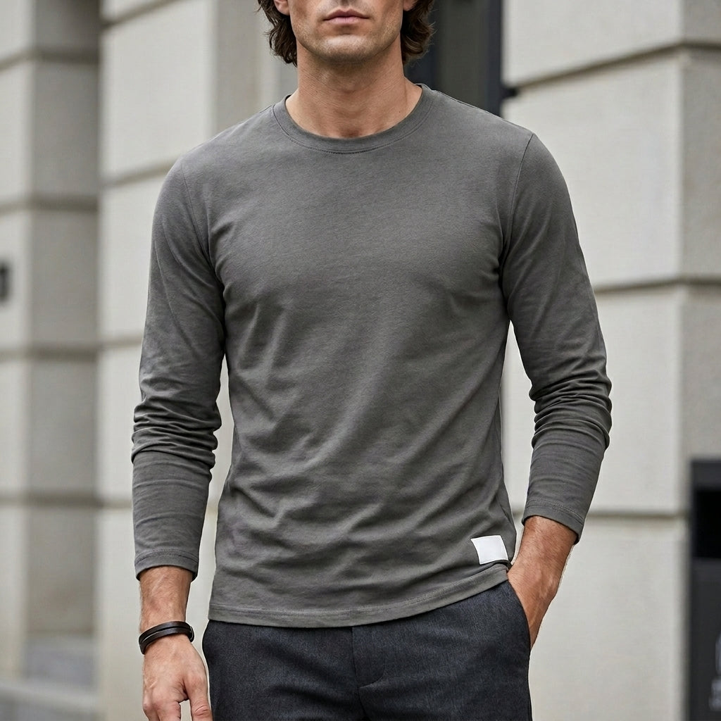 Tailored Long Sleeve Crew Neck Essential Tee